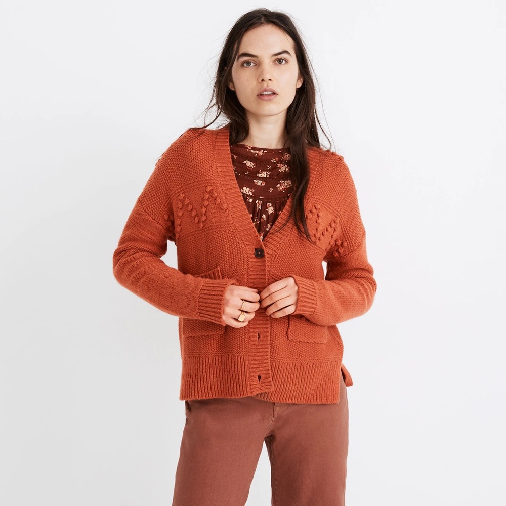 Madewell Cable knit Cardigan - burnt orange - size small